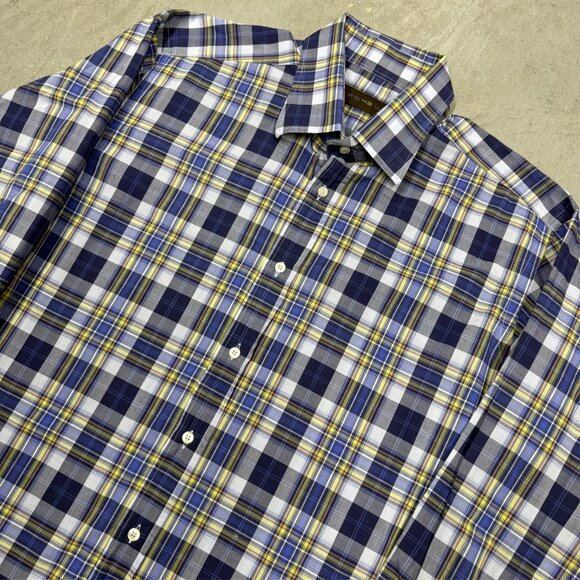 ETRO Dress Shirt Plaid Blue Long Sleeve Cotton Made in Italy 43 17 XL - Picture 2 of 9